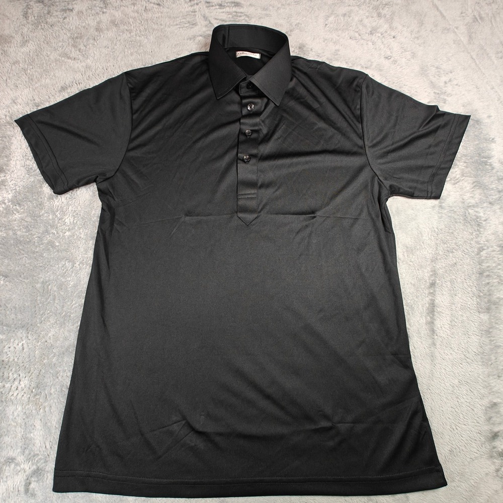 Collars & Co. Dress Collar Polo Mens Small Black Short Sleeve Performance Shirt